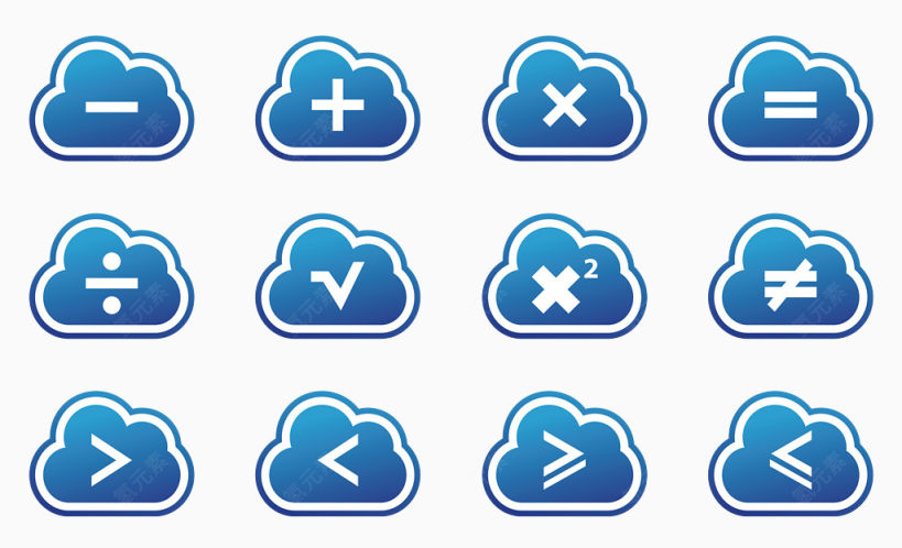 蓝色云朵数学符号图标设计下载