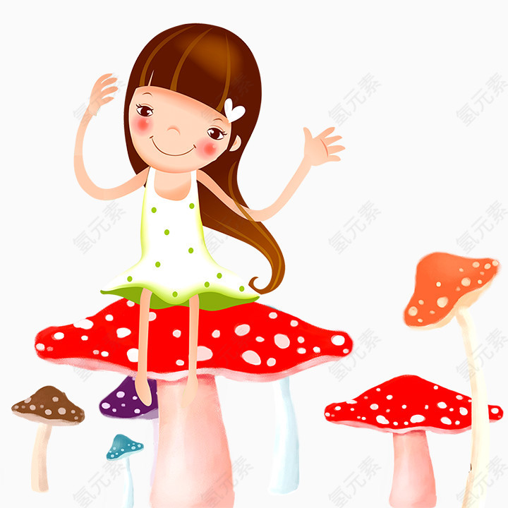 采蘑菇的小姑娘