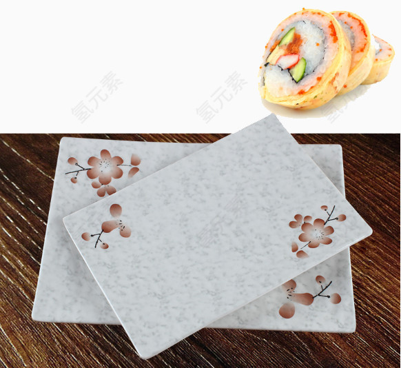 寿司和盘子白色