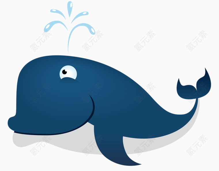 矢量卡通黑色可爱喷水鲸鱼