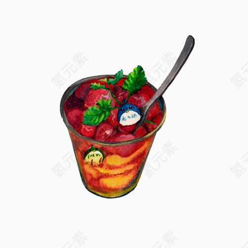 水果冰沙手绘画素材图片