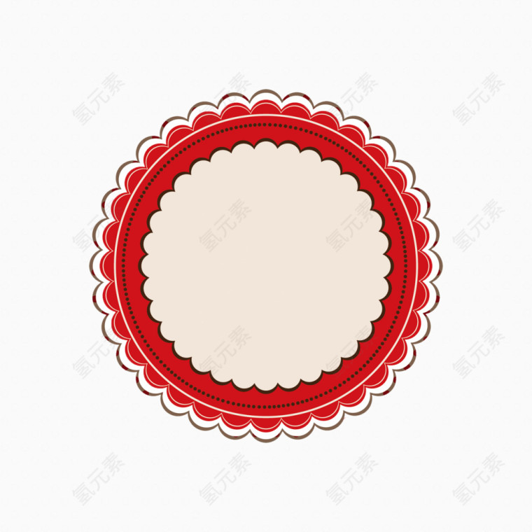 红色水玉点花边圆形背景矢量素材