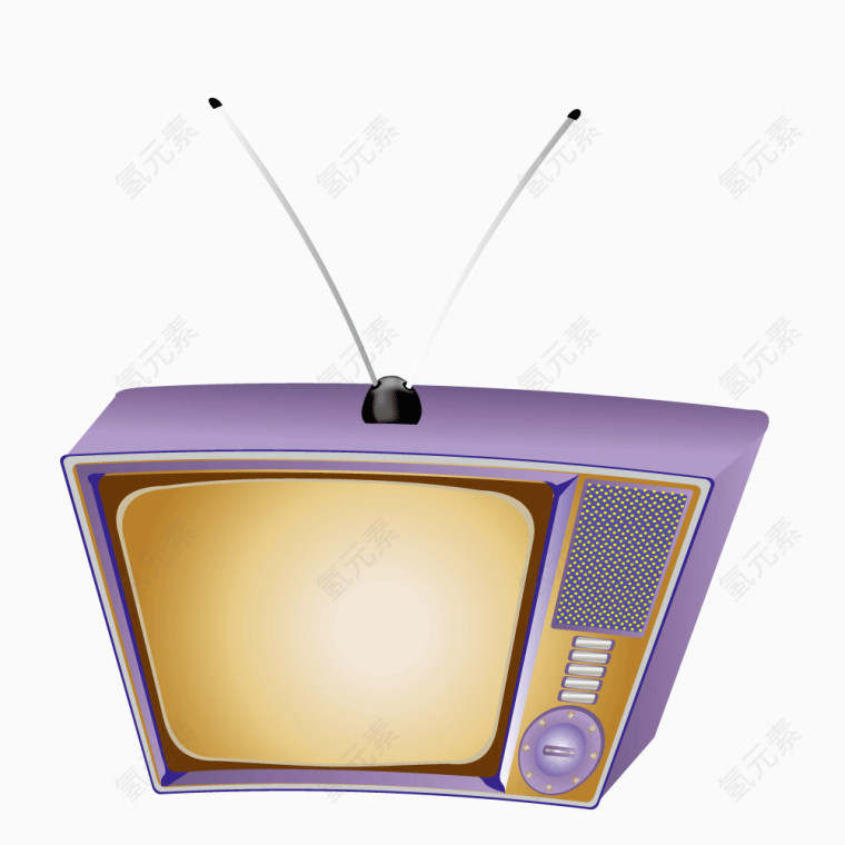 矢量卡通紫色电视机