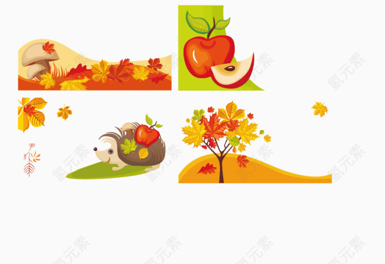 秋天的树木和苹果