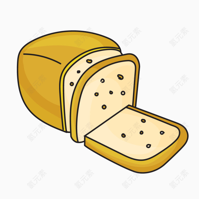 矢量手绘食物黄色面包