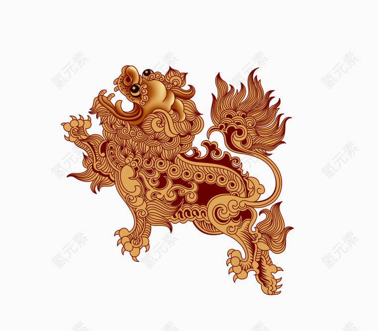 金色中国风狮子装饰