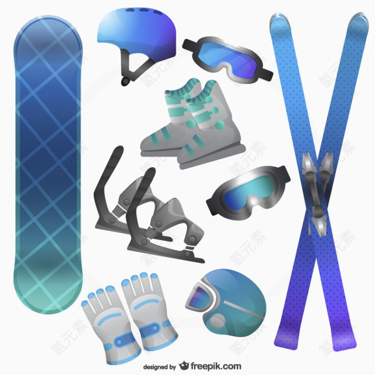 滑雪器具矢量素材