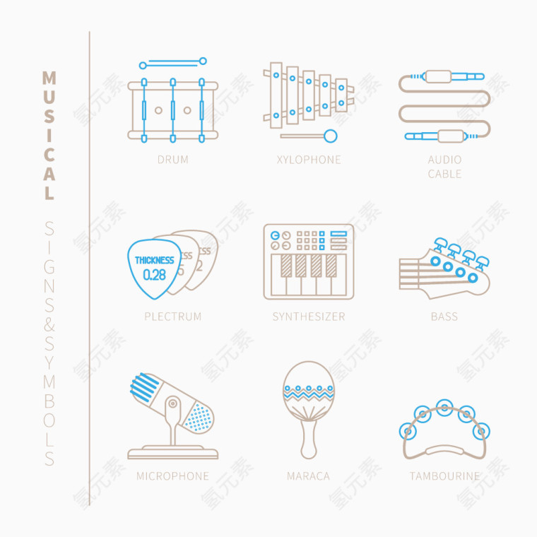 简约线性图标设计矢量素材