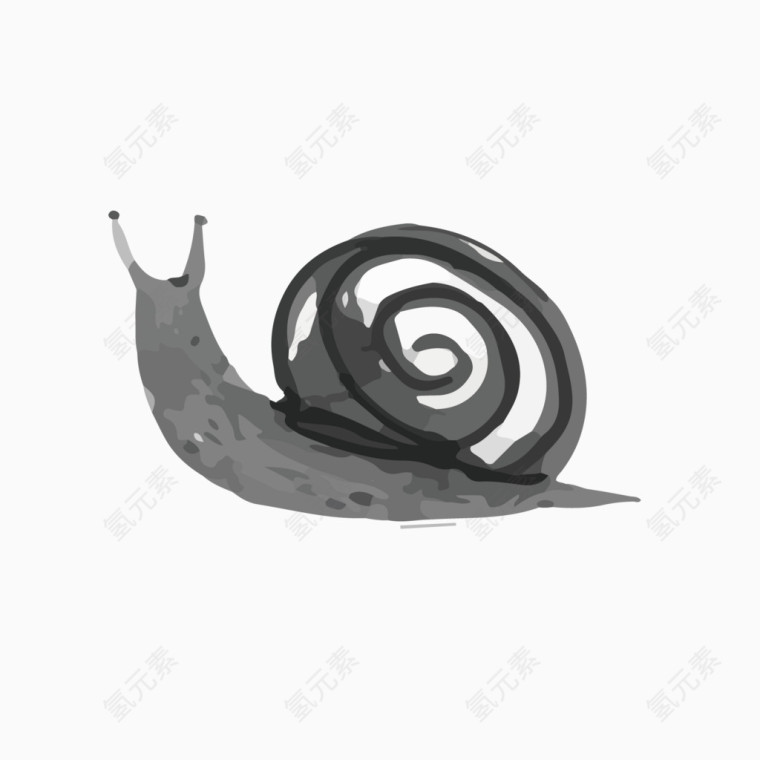 矢量黑白手绘蜗牛