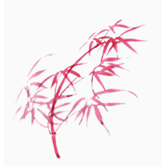 红色手绘竹