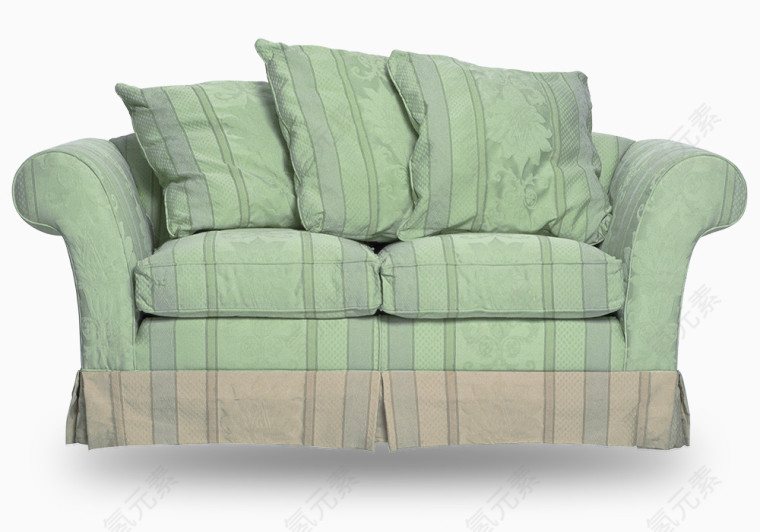 客厅用绿色条纹沙发
