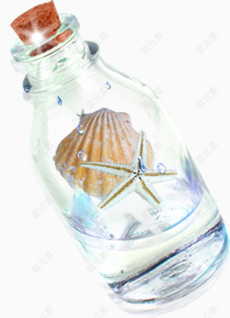 夏日沙滩玻璃瓶元素