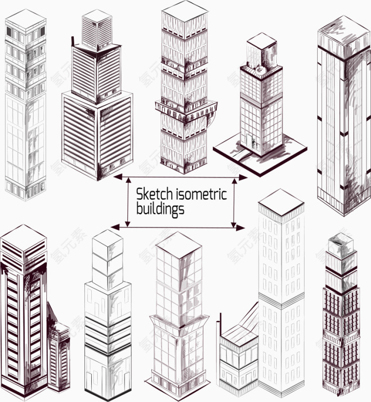 矢量手绘楼房