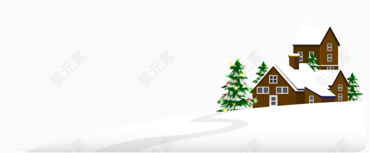 矢量圣诞屋子和雪