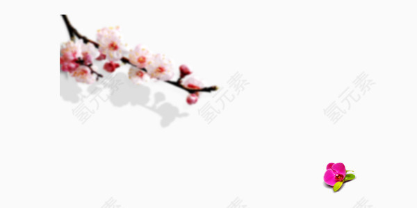 清新梨花红色小花装饰图案