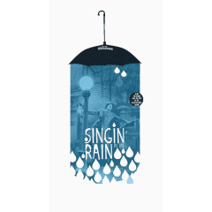淡蓝色雨伞海报设计