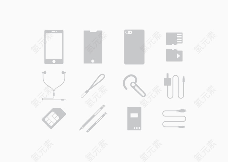 灰色手机和配件图标