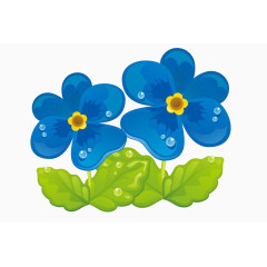 蓝色花朵卡通元素