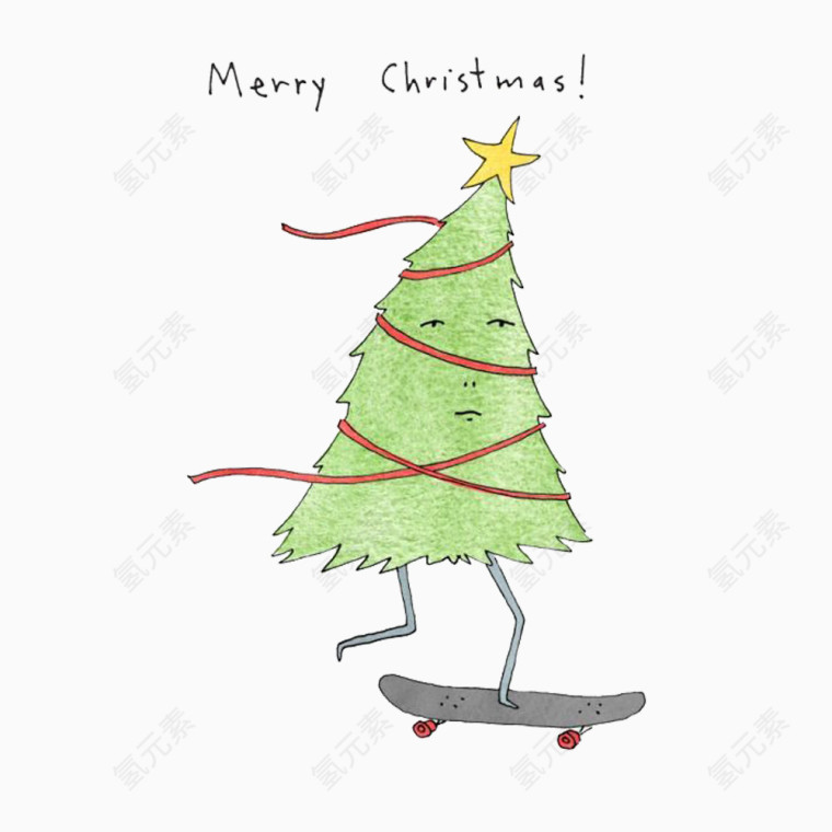滑滑板车的圣诞树