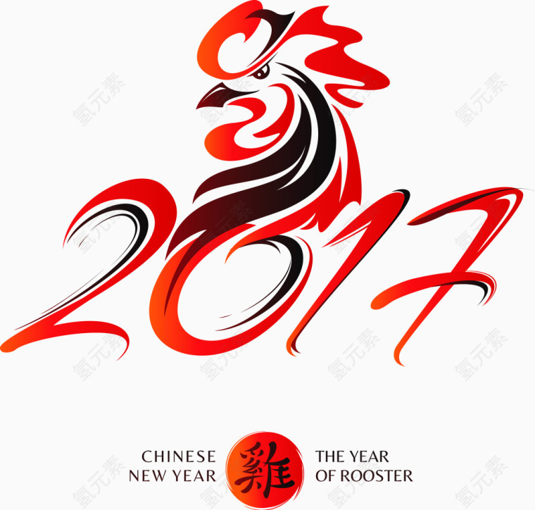 矢量鸡年2017艺术字