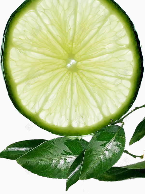 绿色透明柠檬片