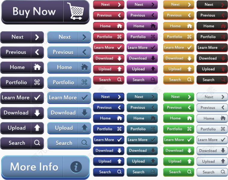 精致网页按钮集汇矢量图