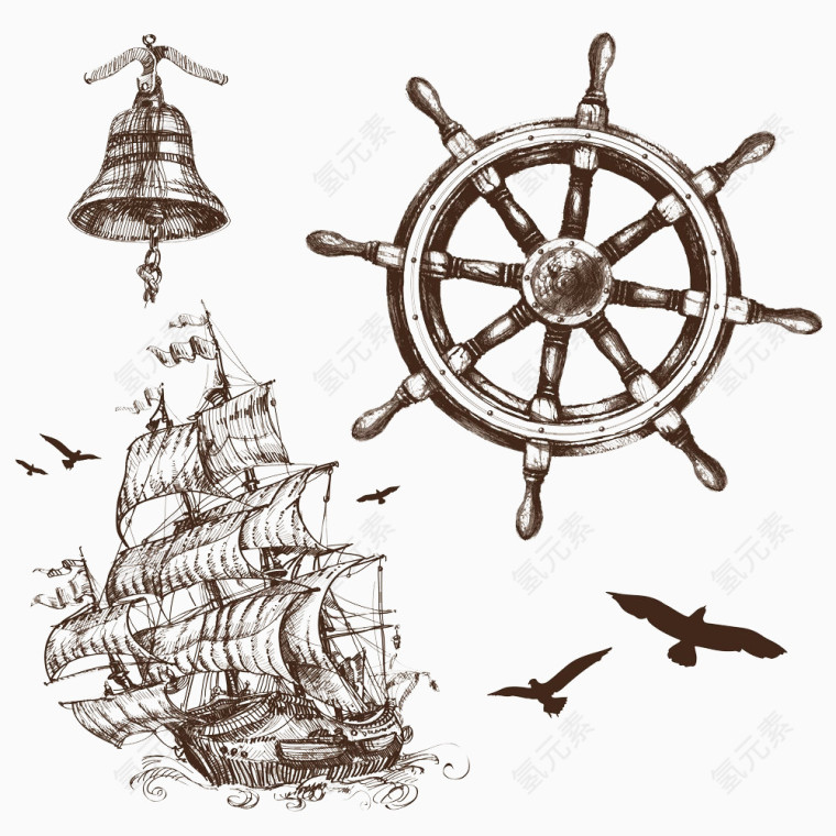 航海主题插画图片