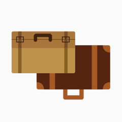 棕色手提旅行箱子