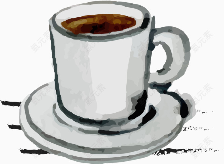 手绘水彩咖啡杯