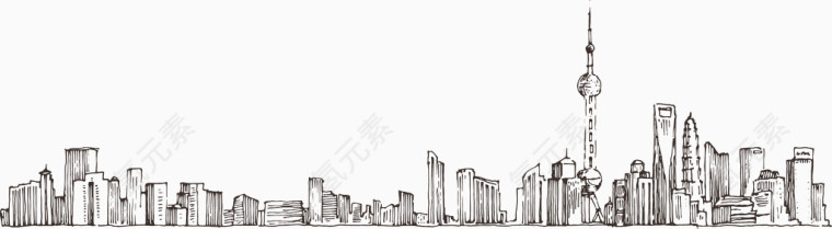 手绘上海城市风景