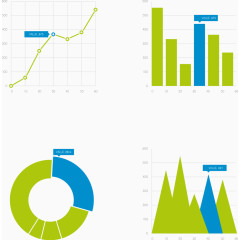 PPT用绿色图表矢量图