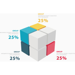 矢量手绘立方体百分比数据