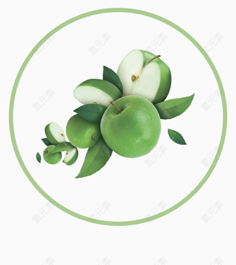 绿色清新苹果装饰图案