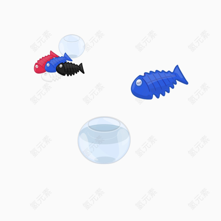 塑料鱼和鱼骨PNG图标