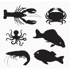 6款海洋生物剪影矢量素材