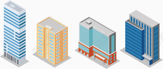 建筑高楼城镇都市地产立体房屋模型矢量