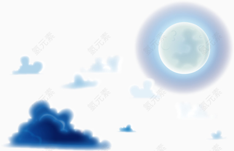 夜晚的矢量云朵和月亮