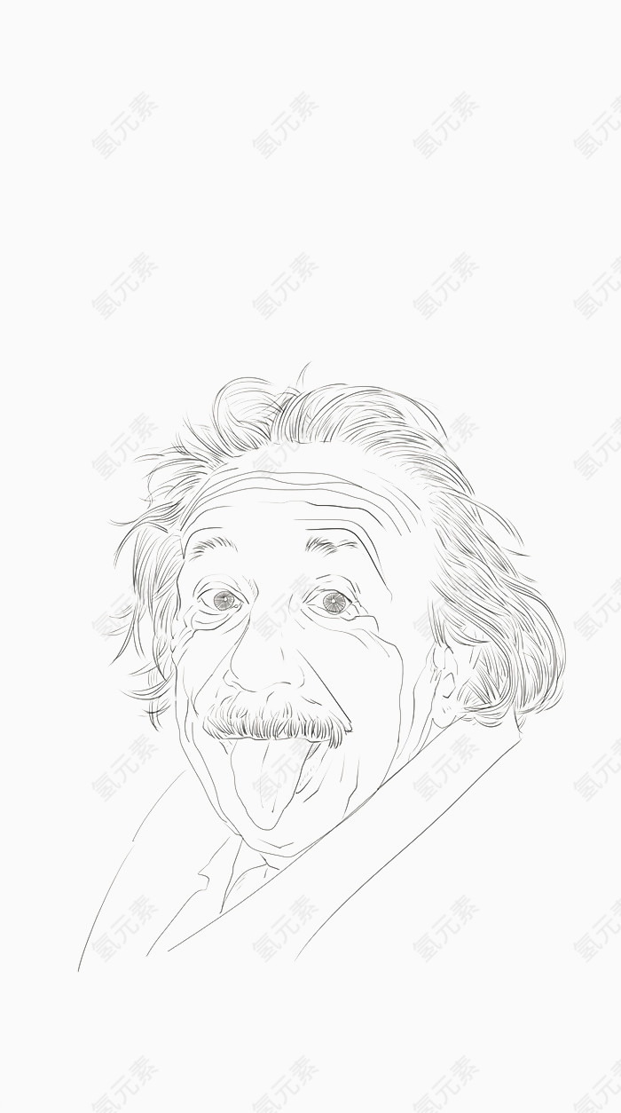 清新手绘线稿人物名人爱因斯坦