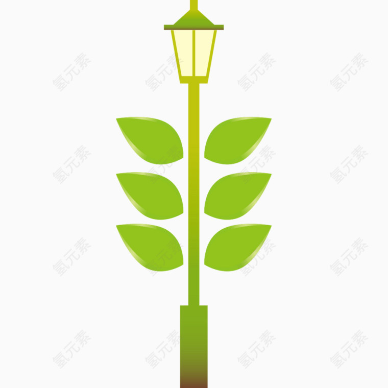 绿色树叶装饰路灯