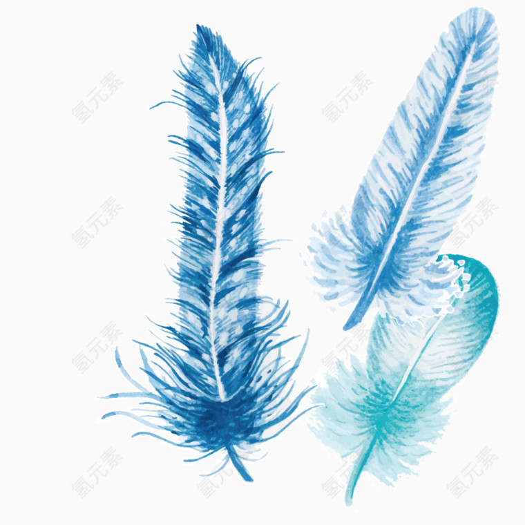 蓝色的羽毛矢量素材