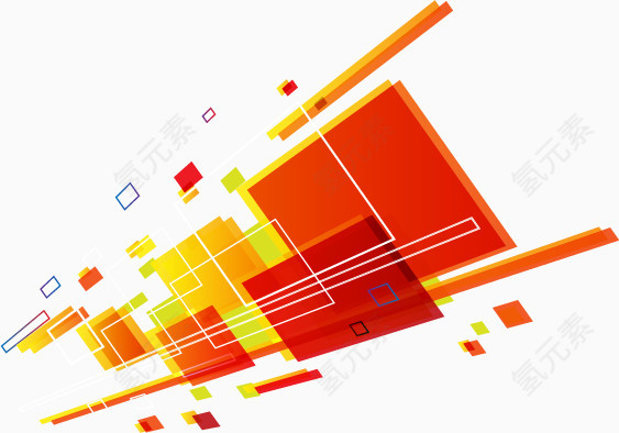 矢量几何红色组合