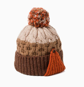 羊毛拼色针织加绒厚帽子