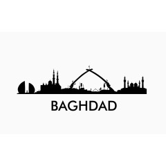 黑色城市地标建筑剪影巴格达