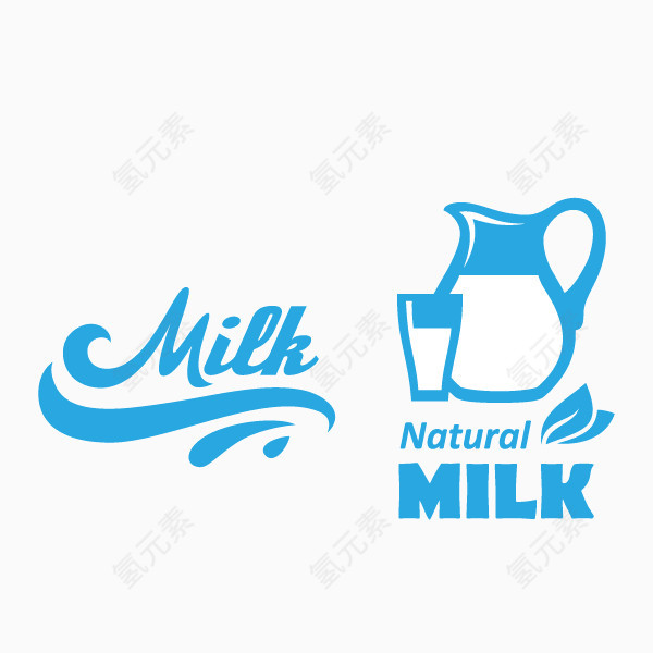 milk 牛奶 图标 蓝色 文字