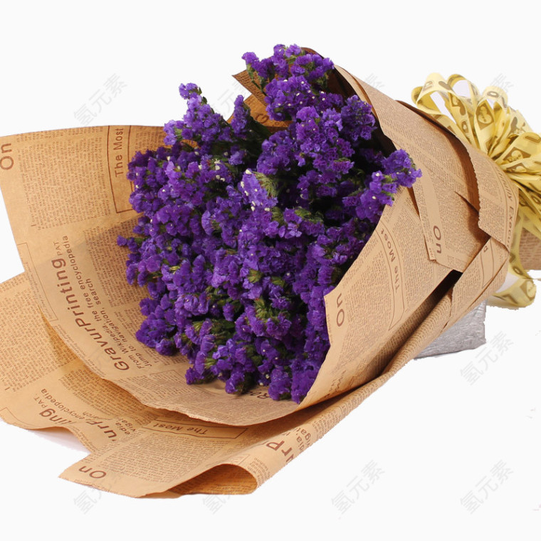 紫色鲜花英文报包装