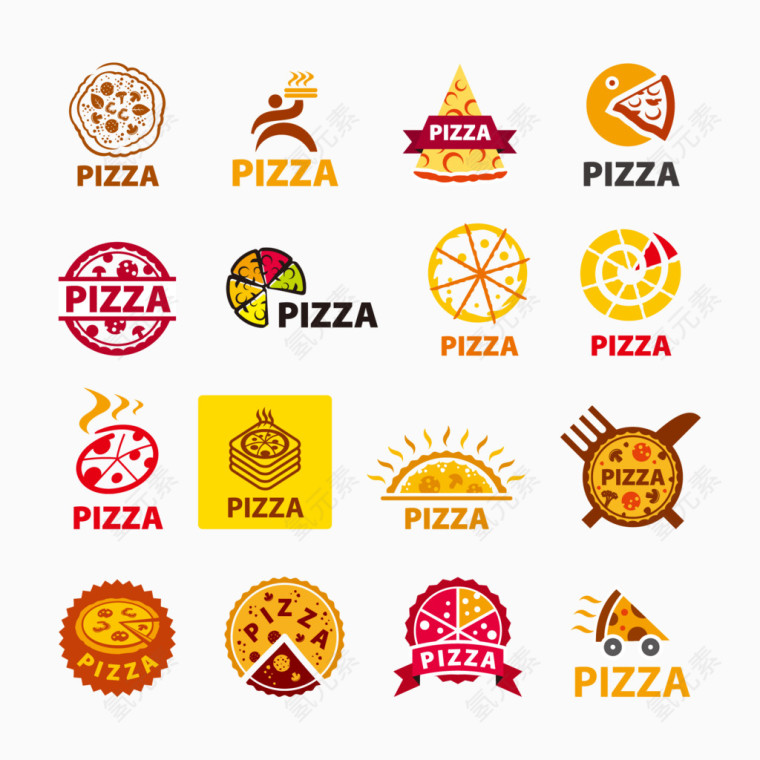 披萨集合LOGO标志矢量图
