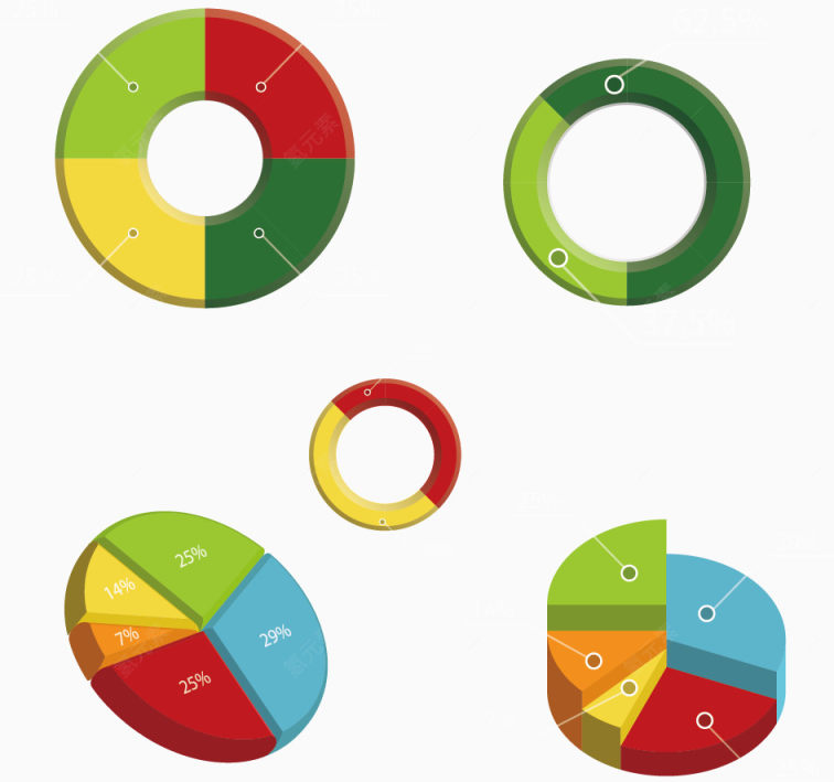 矢量圆形环装图饼状图下载