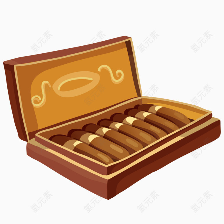 卡通打开的雪茄盒矢量图