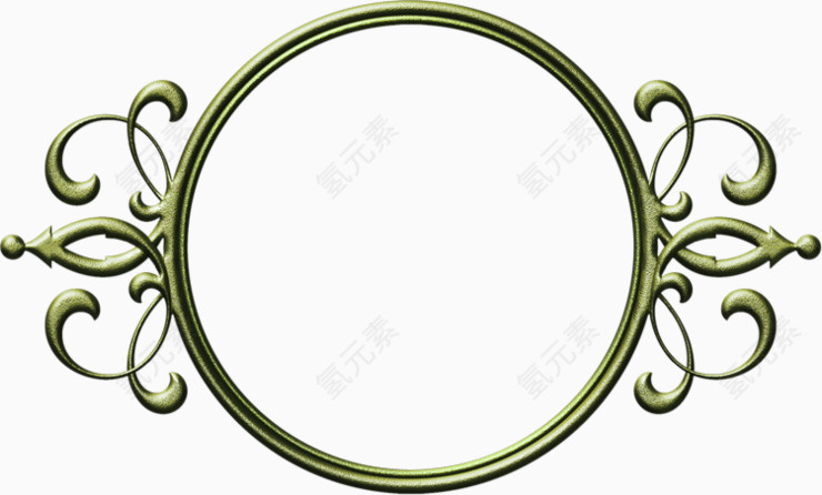 绿色花纹圆形边框