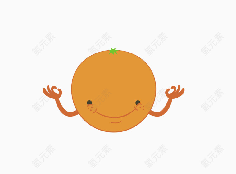 矢量黄色小手水果橘子